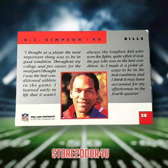 OJ SIMPSON 1991 Pro Line Portraits Football card #28 Buffalo Bills - Picture 2 of 4